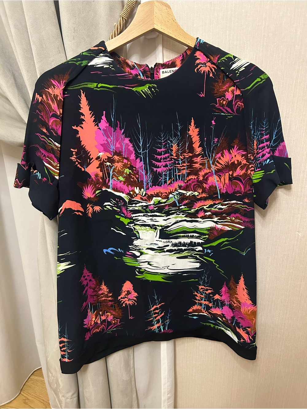 RARE Balenciaga Black Print Short-Sleeve Shirt 2014 Collection